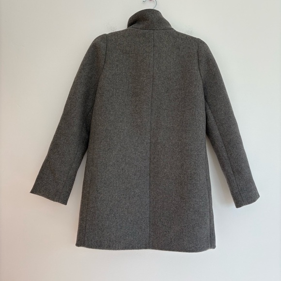 J Crew Mercantile Wool Blend Gray Overcoat Full Zip Old Money Preppy Size 0 - Picture 9 of 13
